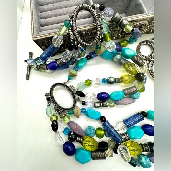 Vintage Glass Multi Color Bead Wrap Belt display picture 2